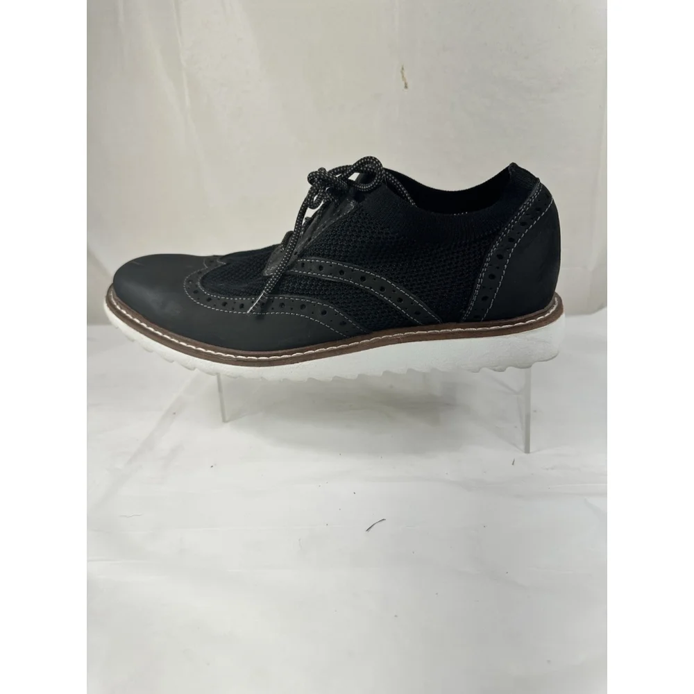 JOHNSTON MURPHY DUNCAN WINGTIP MENS SIZE 8 M BLACK LEATHER FABRIC